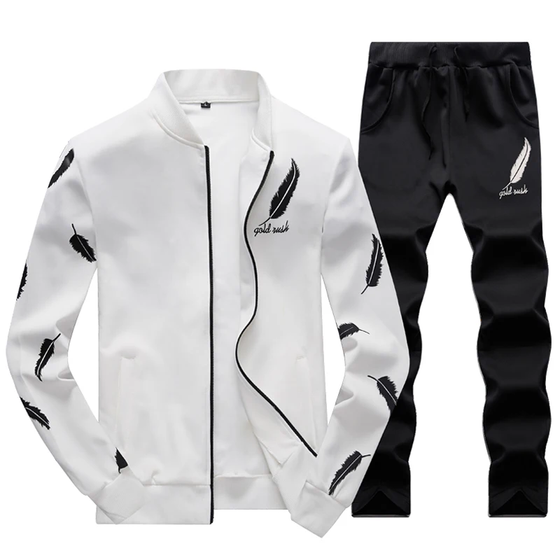 Costumes qhui Survêtement Vêtements Pantalon Automne Ensemble Hiver Printemps lan Hei 2 Tenue Mode bai De Sport 2017 Pièces Veste Hommes Décontractés vqHZxz