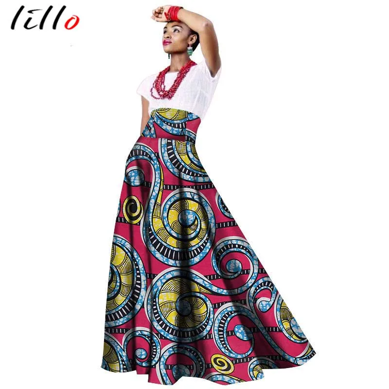 2019 Африканский женский принт юбка Хлопок Воск длинная юбка Африканский модный стиль дизайн высокое качество юбка темперамент юбка