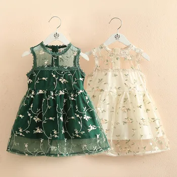

2019 Summer New 2-8 10 12 Years Teenager Children's Prom Cute O-neck Embroidery Floral Tank Lace Baby Party Dress For Kids Girl