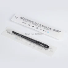Блистерная упаковка 50 шт. черный ГУП 14pin одноразовые Microblading руководство ручка с кривой#14 лезвие и пигмент щетка для волосы гладит