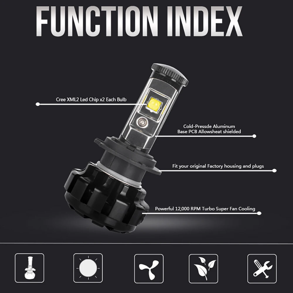 H4 H7 H11 9005 HB3 9006 HB4 H13 LED Headlight Bulbs Conversion Kit For CREE Chip 80W 9600lm 6000K White Fog Lights 12V H4 H7 H11 9005 HB3 9006 HB4 H13 LED Headlight Bulbs Conversion Kit For CREE Chip 80W 9600lm 6000K White Fog Lights 12V