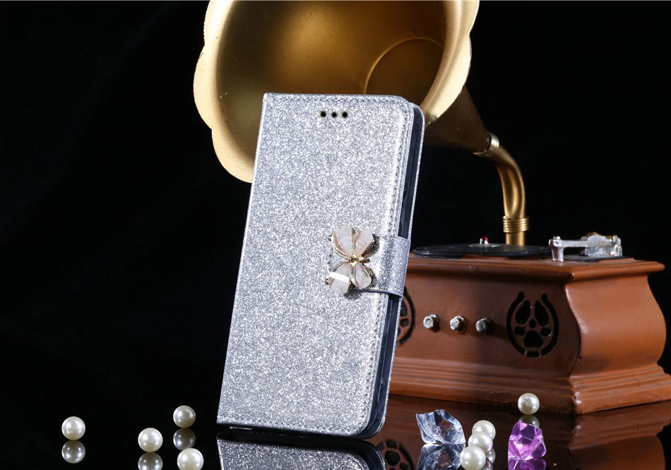 Роскошный кожаный бумажник чехол для Lenovo K6 Note 5.5 ''flip крышка Сияющий Криста. bling