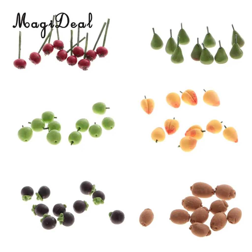 

MagiDeal Exquisite 10Pcs/Lot Polymer 1/12 Scale Dollhouse Miniatures Mini Fruits Food for Child Party Game Decor 15x4mm 6 Kinds