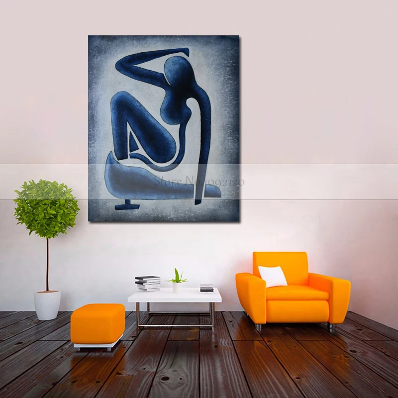 100% ручная роспись маслом на холсте Современная абстрактная женщина фигурка
