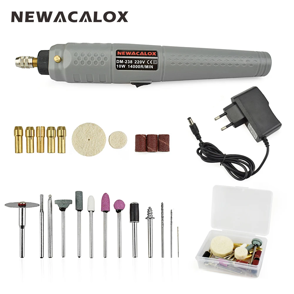 Kopen NEWACALOX EU 10 W Mini Dremel Rotary Tool Slijpmachine Draadloze Opladen Elektrische Boor Grinder Set met 25 stks Accessoires
