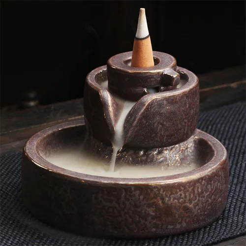 Beautiful Home Decor Flowing water Censer Creative Backflow Purple Clay