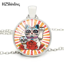 2018 nouvelle mode 4 couleurs nouveau rouge Maneki Neko chats chanceux verre Cabochon pendentif chaîne colliers meilleur cadeau pour homme d'affaires(China)