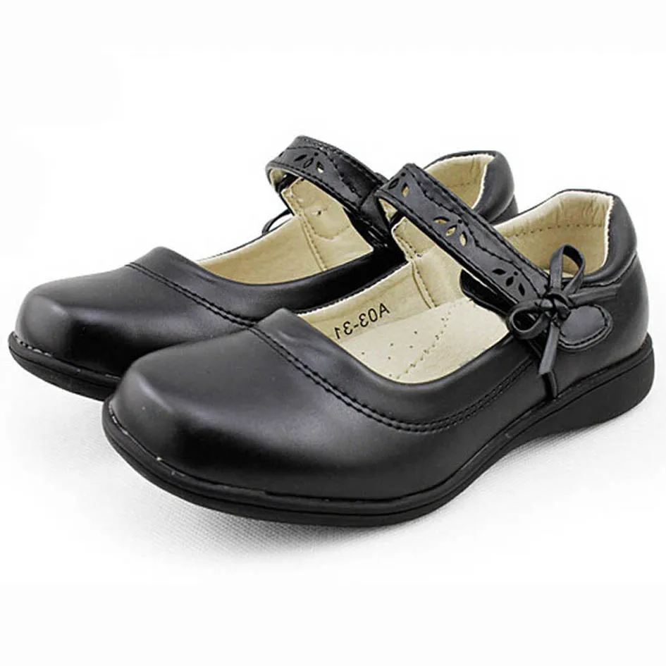 Girls School Shoes Ankle Strap British Style Children Student Shoes Black Kids Dress Shoes For Party