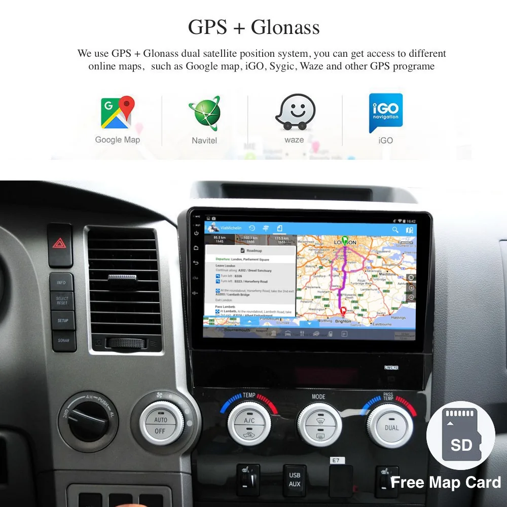 Android 9,0 Автомагнитола 2 Din gps Navi для Toyota Tundra 2007-2013 Sequoia 2008- PX6 DSP ips HDMI 4 Гб+ 64 Гб RDS wifi RDS USB BT