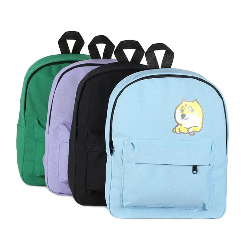 Cartoon Dog Printing Backpack Women Cute Canvas Backpack Students