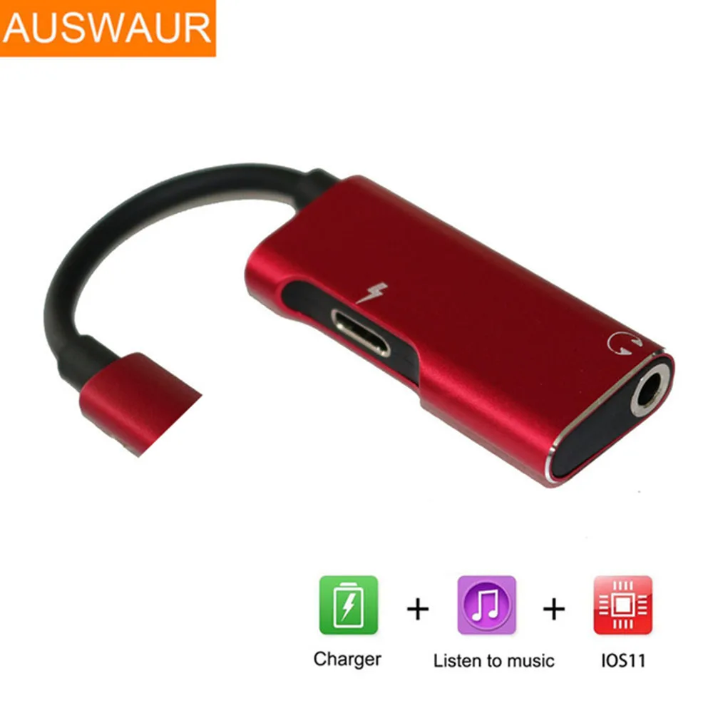 Goede Dubbele Jack 3.5 Audio Opladen Adapter voor iPhone 7 7 Plus Audio Charger Adapter voor iPhone X 8 8 plus audio 3.5mm Adapter Kabel