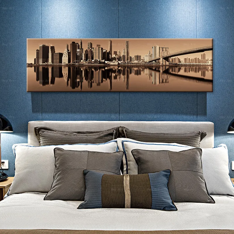 

landscape wall art city reflect on the lake for decor canvas painting picture
