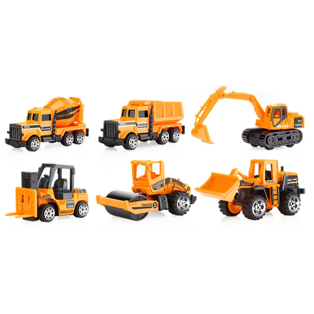 6 Pcs/lot Mini Kid Inertial Engineering Vehicles Car Model Excavator Tractor Dump Truck Educational Baby Toys for Children | Игрушки и