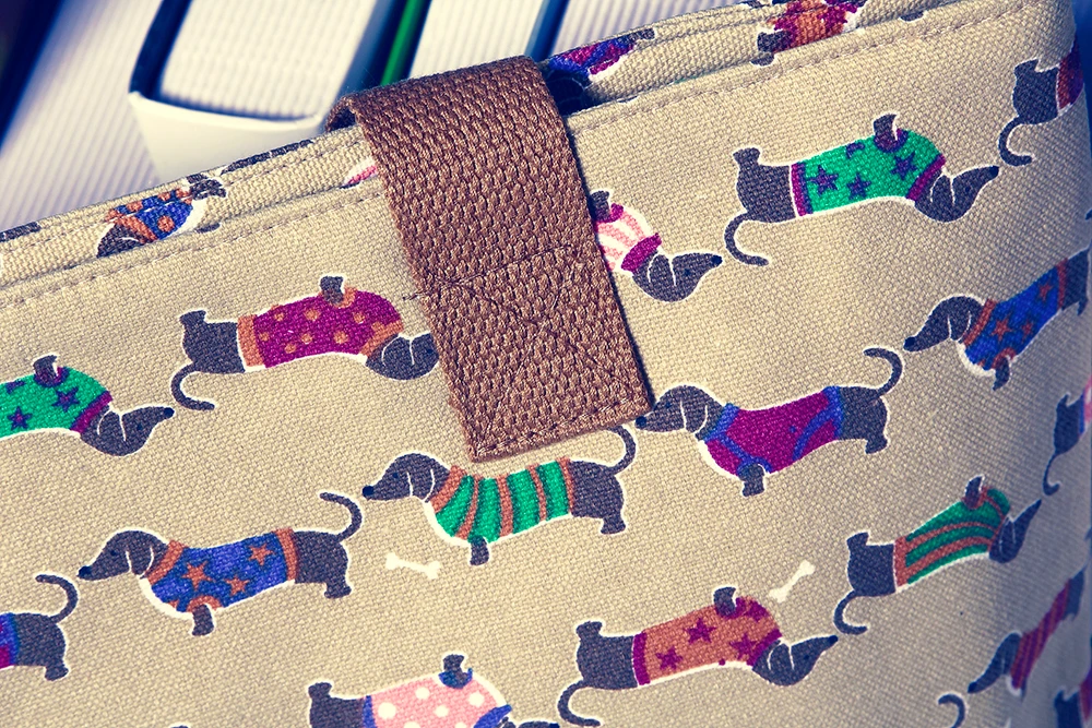 Dachshund Tote Cartoon Sausage Dog Pet Handbag Girl Casual Canvas Shoulder Bag for Women  Shopping Bag (1)