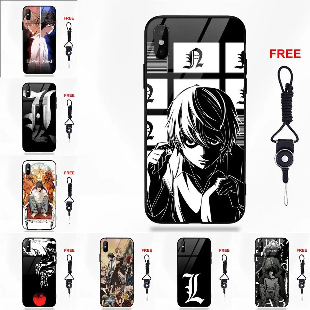

Vvcqod Anime Death Note L Mobile Silicone TPU Frame Tempered Glass Cases For Apple iPhone 5 5C 5S SE 6 6S 7 8 Plus X XS Max XR