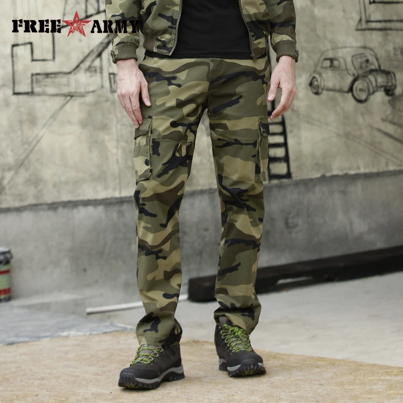 Pantalones de estilo militar para hombre, de calle masculina con bolsillo de camuflaje verde, Hip Hop, 2018|Pantalones informales| AliExpress