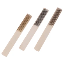 Новая Горячая нержавеющая сталь медная проволока латунь, дерево ручка Проволока Длина щетки 205 мм 3 вида стилей