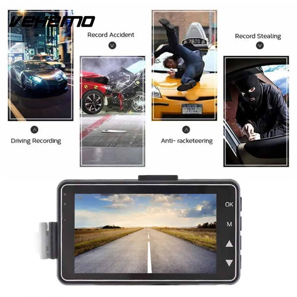 

Video Recorder Car DVR Durable Driving Recorder Motorcycle Tachograph 3 Inch LCD Screen Dual Camera Full Clarity