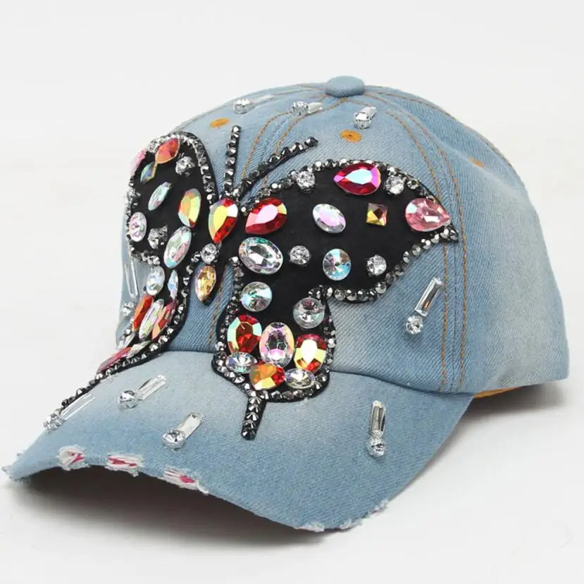 Beautiful Women cowboy Baseball Cap Full Crystal Colorful Big Shine