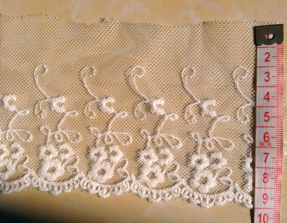 

FREE SHIPPING 9cm high quality white exquisite cotton embroidery net lace trims,soft net and luxurious embroidery,XERY180j