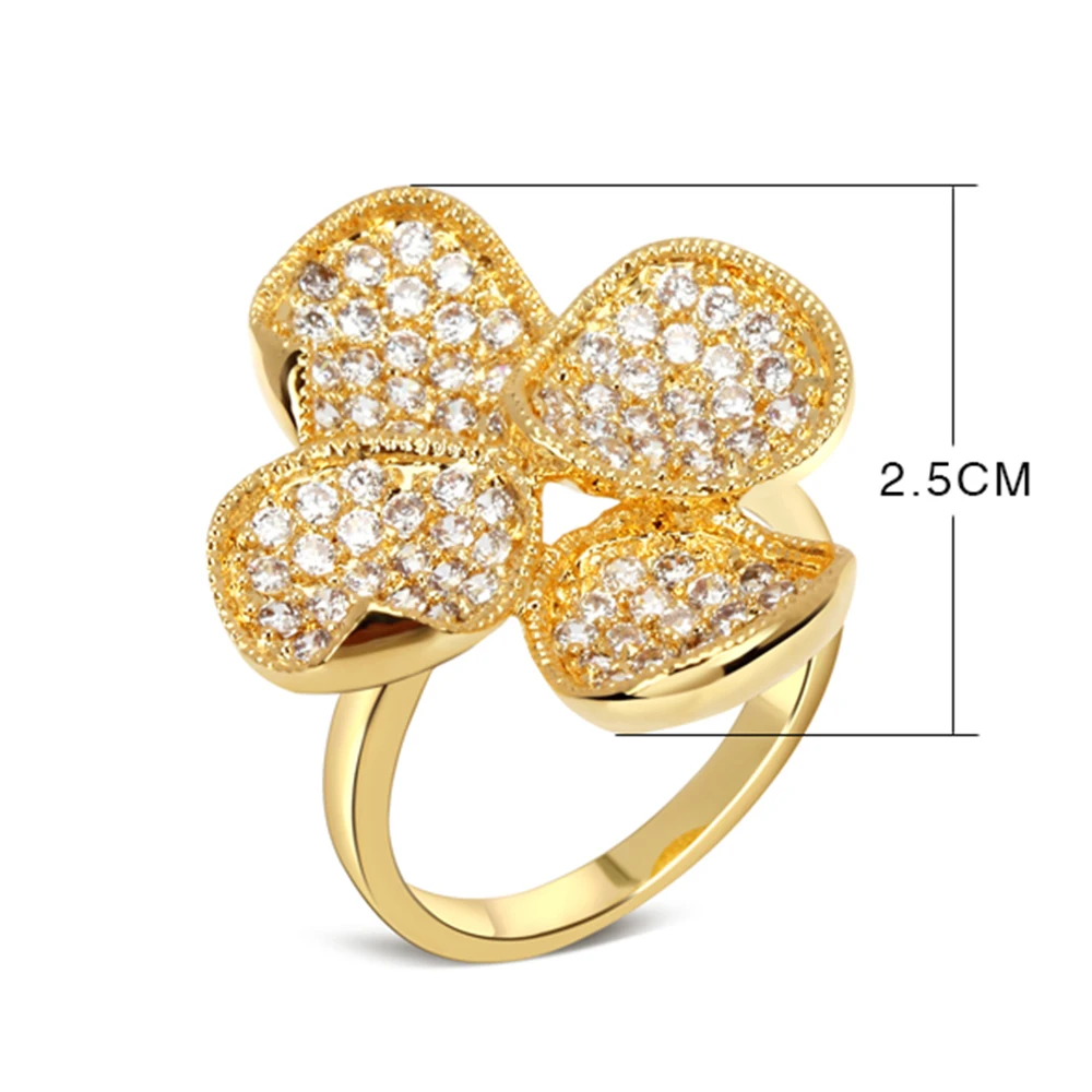 Wedding rings 3 carat crystal unique designer jewelry Gold/ White color Classic ring for woman Bridal accessories gift