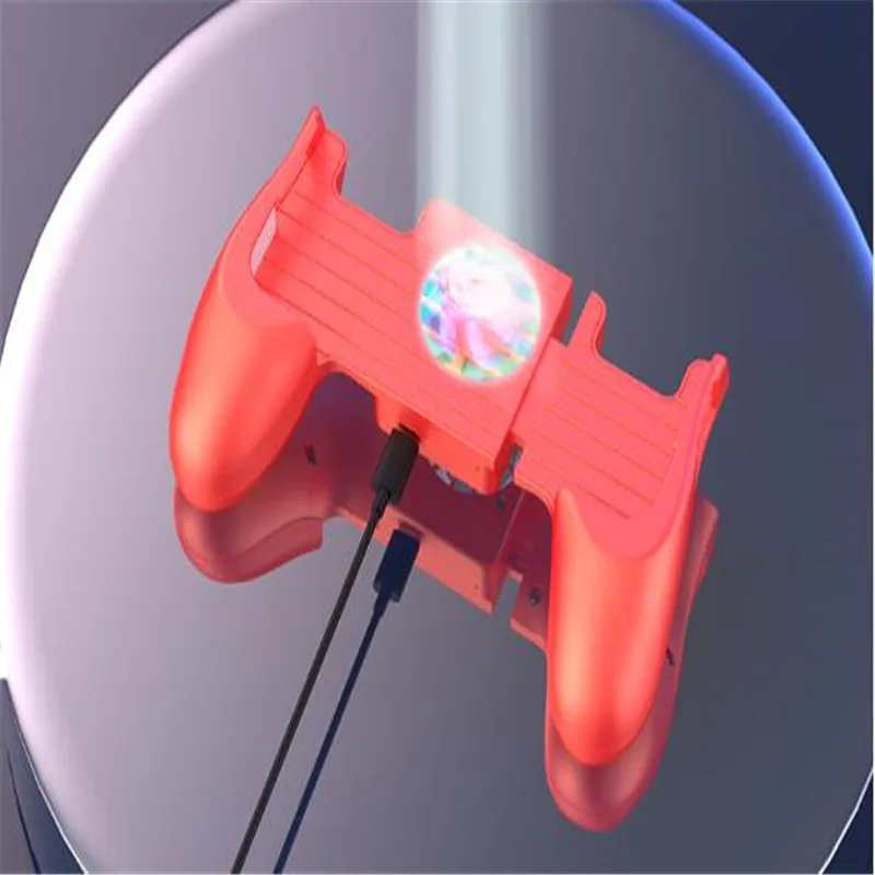 MK мобильный игровой коврик PUBG контроллер мобильный геймпад джойстик L1R1 триггер с охлаждающим вентилятором - Цвет: Plug-in red