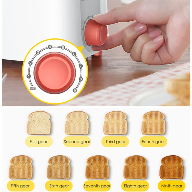 Deerma Automatic Electric Bread Baking Machine Toaster Breakfast Toast Sandwich Maker 9 Gears Adjustable Household Home