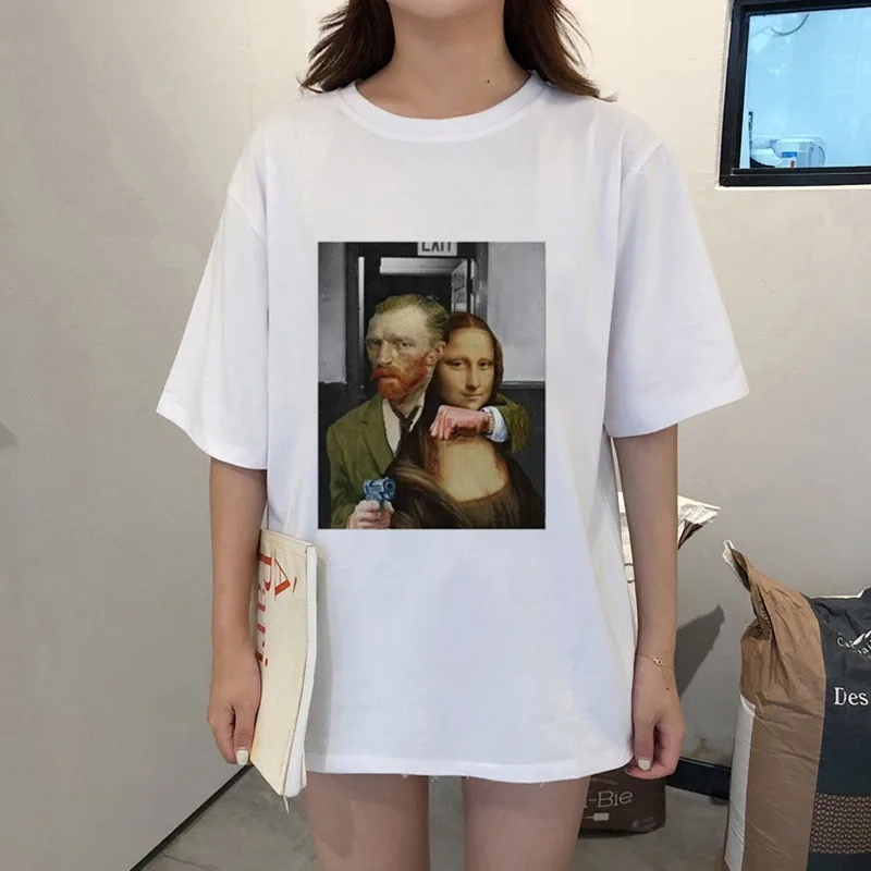 

2019 New Women T-shirt Spoof Elements Europe And America Painting Fashion Summer Loose Short Sleeved Tops O-neck Casual Clothing