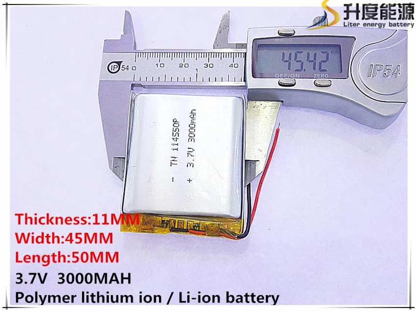 

Free shipping 3.7 V lithium polymer battery 3000 mah 114550 mobile power supply tablet GPS navigator