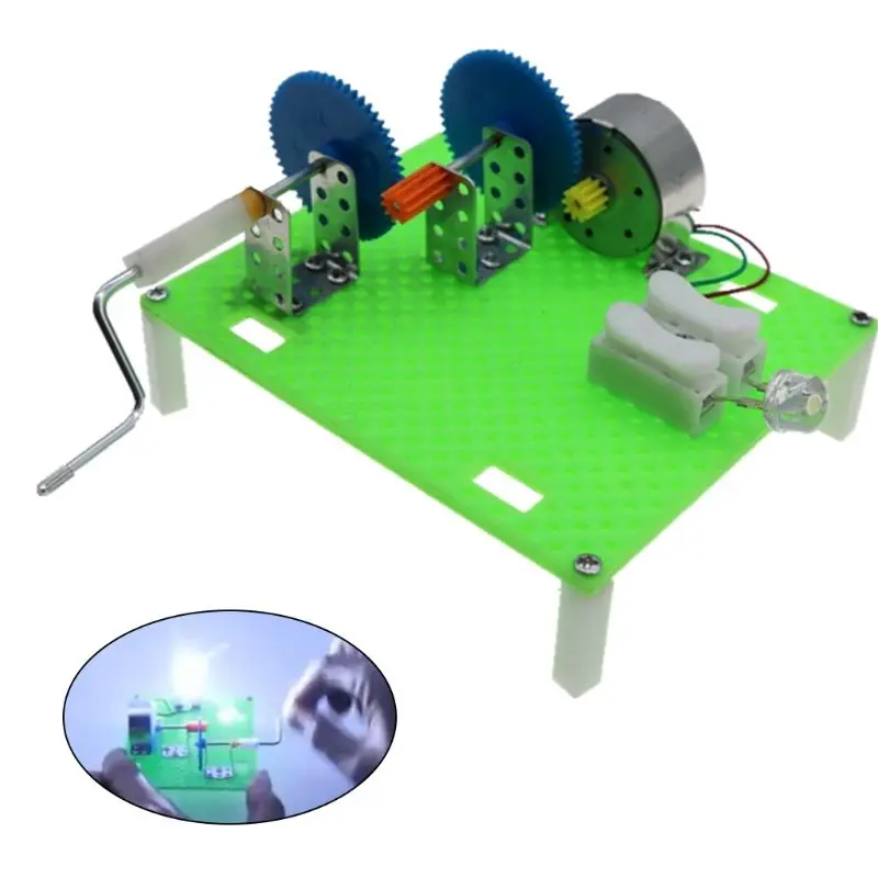  Creative DIY Science Hand Crank Generator Apparatus Kids Children Mounted Assembled Kits Teaching P - 4000018471596