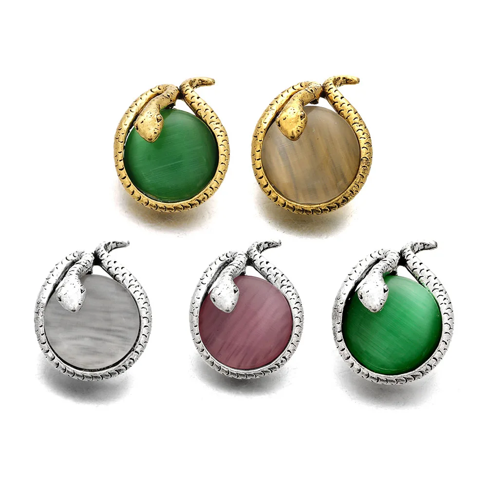 10 шт./лот 18 мм Красота Красочные Солнцезащитные очки "кошачий глаз" камень змея кнопка, защелка для браслет Модный чехол типа «сделай сам, ювелирное изделие для очарование Браслеты Watche Для женщин