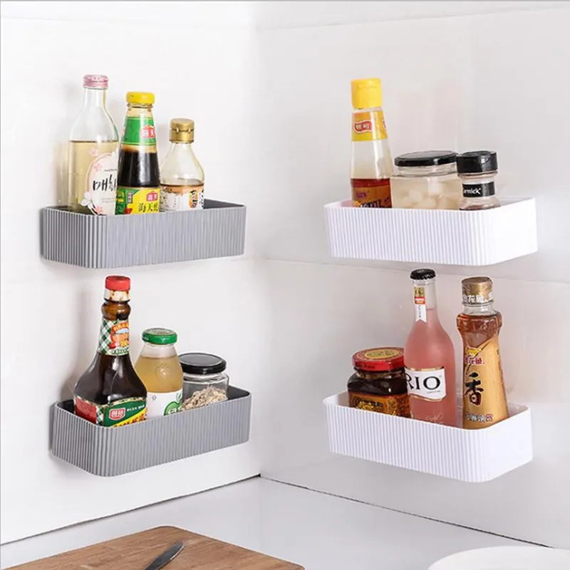 Self-adhesive Bathroom Rack Suction Wall Toilet shelf Easy to install Plastic Storage Rack Household Kitchen Bathroom Organizer