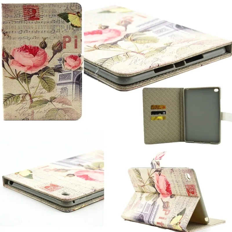 For Apple iPad Air 2 Case PU Leather Classic Retro Eiffel Tower Wallet Flip Book Stand Card Slots Tablet Cover for iPad 6 Yellow (21)