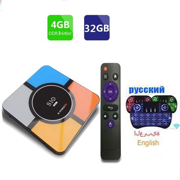 R-TV BOX S10 MINI Android 9,0 4 ГБ 32 ГБ/64 Гб медиаплеер 2,4G пульт дистанционного управления - Цвет: 4g 32g with i8