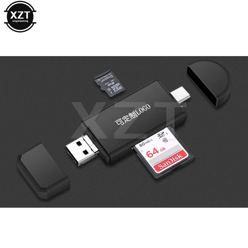 3 in1 OTG Тип-C устройство для чтения карт USB 3,0 USB Micro USB Combo 2 слота TF карты памяти SD Тип с кард-ридер для смартфонов PC Pro горячая распродажа