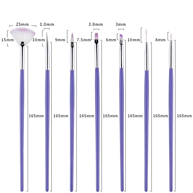 7 шт Нейл-арт кисточки для дизайна ногтей советы щетка нанесение пунктира ручка вентилятор Сектор линия строитель украшения инструменты для маникюра, набор
