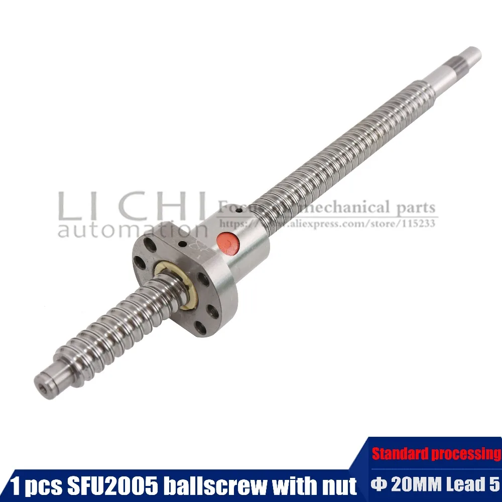 

1set SFU2005 length 650mm to 1500mm rolled ballscrew C7 with 2005 flange single ball nut end machined for BK/BF15