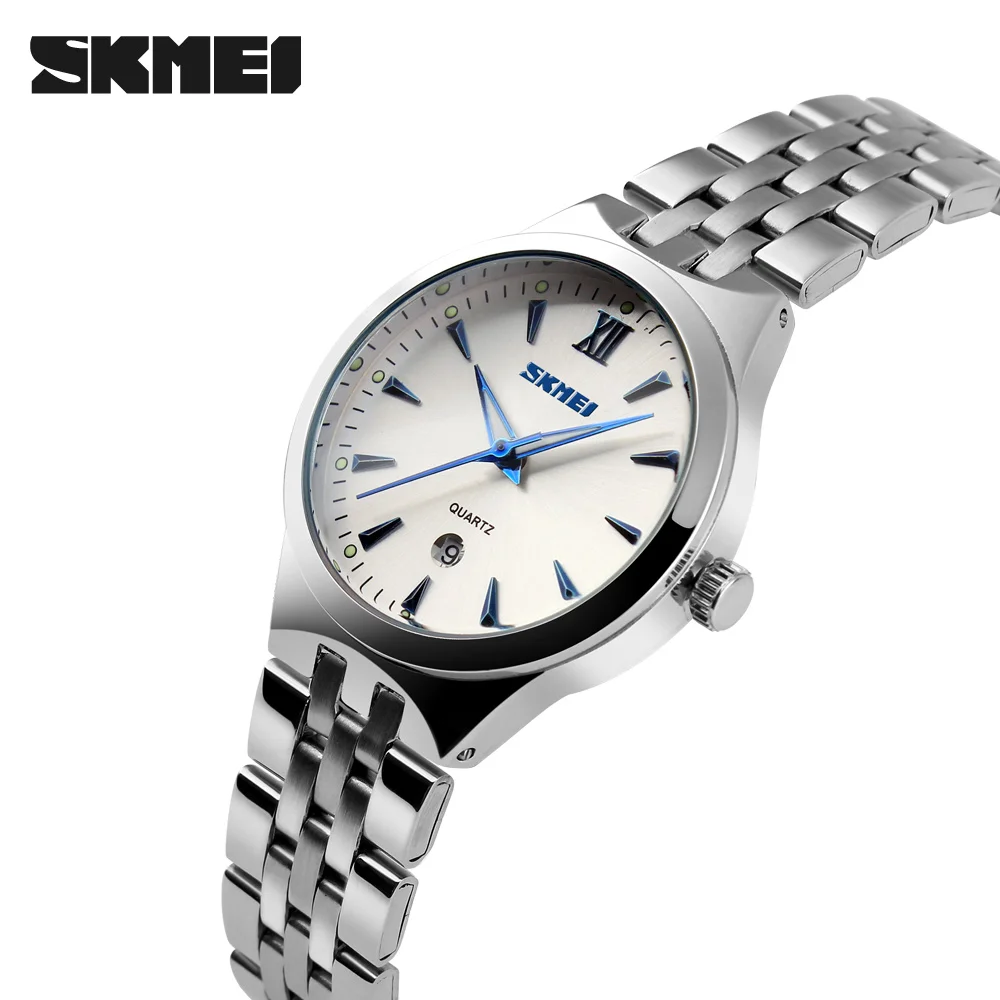 Часы женские роскошные брендовые часы SKMEI кварцевые наручные часы Модные Спортивные Повседневные часы из нержавеющей стали relogio feminino - Цвет: Blue