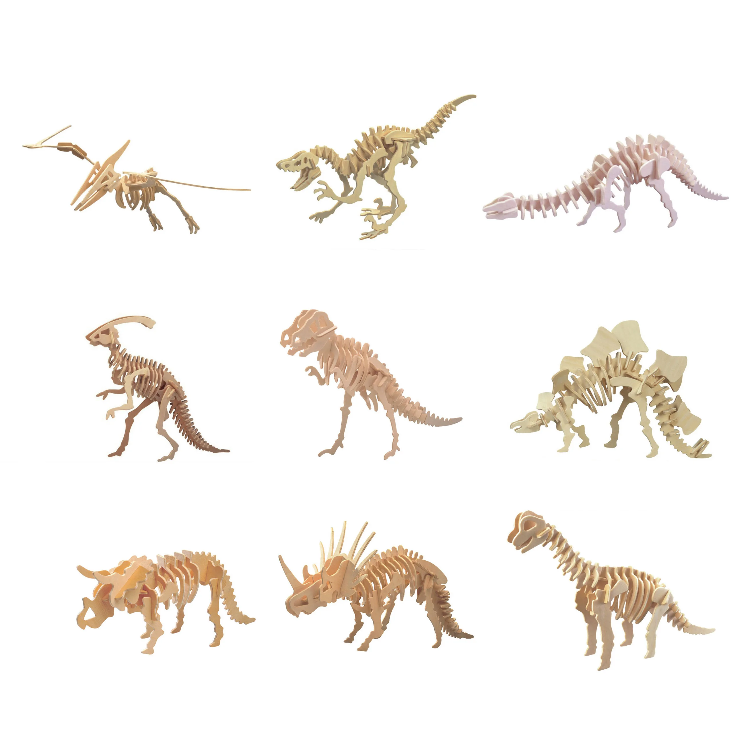 

Chanycore Baby Learning Educational Wooden Toys 3D Puzzle Dinosaur T-rex Triceratops Stegosaurus Pterosaur Animal Kid Gift 4286