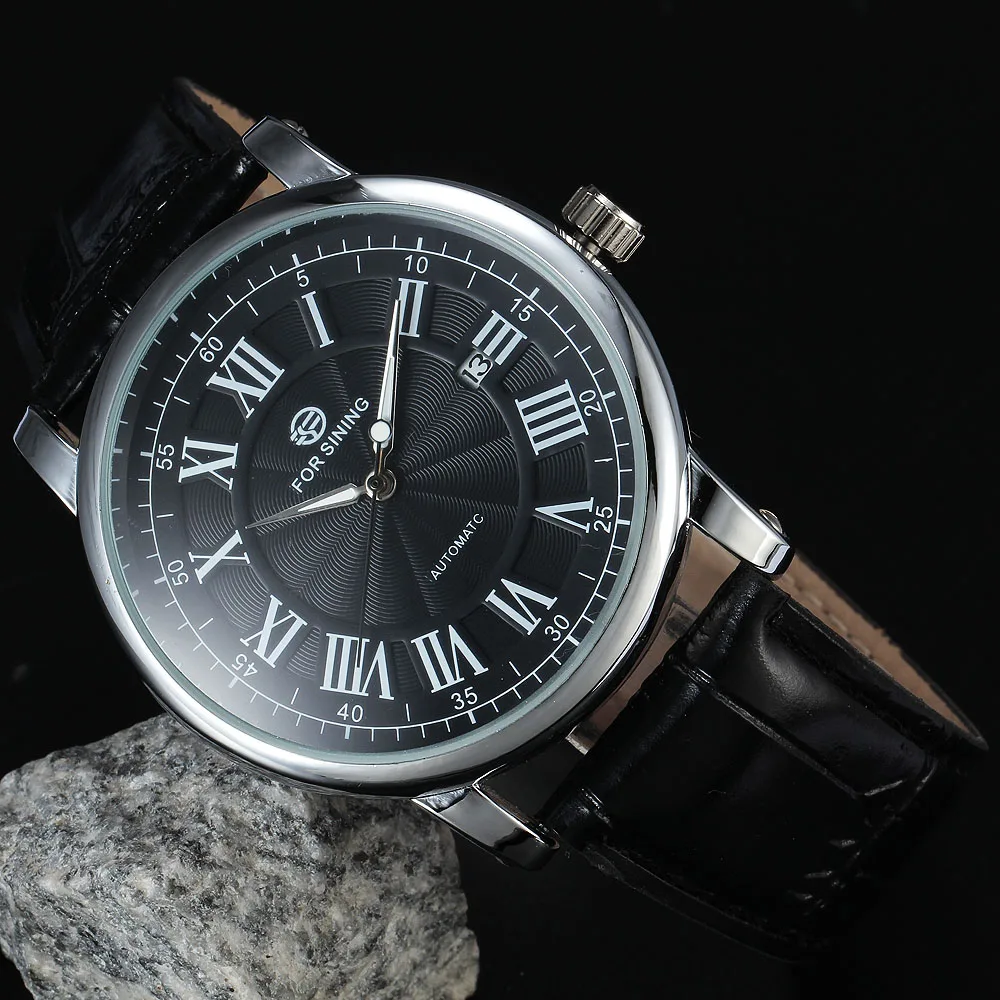 FORSINING Роскошные деловые мужские наручные часы новые модные брендовые механические часы с автоматически подзаводом мужские кожаные повседневные мужские