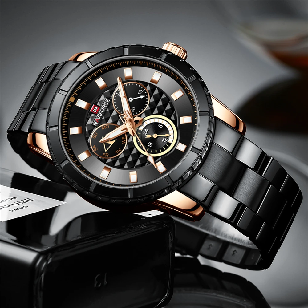 Relogio Masculino NAVIFORCE мужские часы Топ люксовый бренд бизнес мода классический черный золотой кварц 30 м водонепроницаемые спортивные часы
