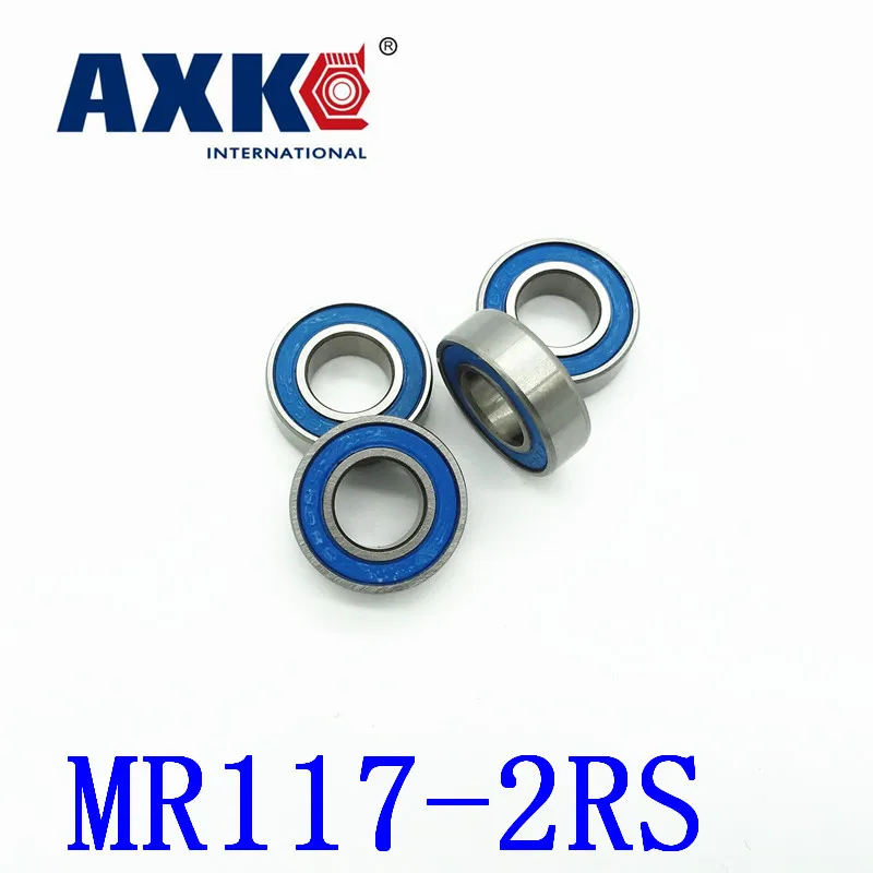 Axk Высокое качество 10 шт. Mr117-2rs Abec-5 7*11*3 мм Миниатюрные шарикоподшипники Mr117rs L1170 синий резиновое уплотнение