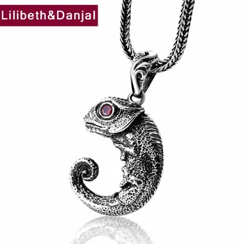 

Men Women Pendant 100% Real 925 Sterling Thai silver Inlaid Stone Animal Lizard Necklace Pendant Christmas gift jewelry 2020 FP2