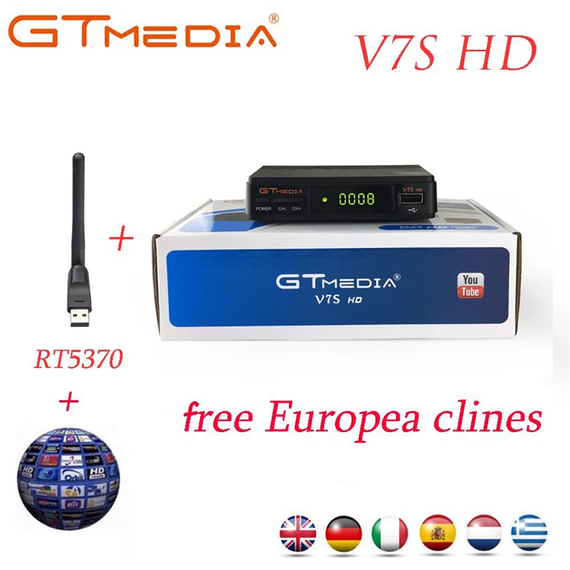 FTA DVB-S2 спутниковый ТВ приемник Gtmedia V7S HD 1080P с USB wifi поддерживает YouTube 1 год Cccam cline бесплатно с Freesat v7