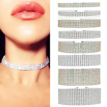 

Fashion Star Style Women Full Shiny Crystal Rhinestone Collares Necklace Choker Necklaces Wedding Birthday Jewelry
