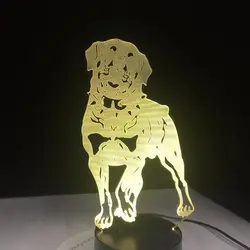 Пособия по немецкому языку Ротвейлер 3D собака лампы животного огни настольная USB светодиодный Night Lights Дети Подарочные Touch Сенсор NightLamp для