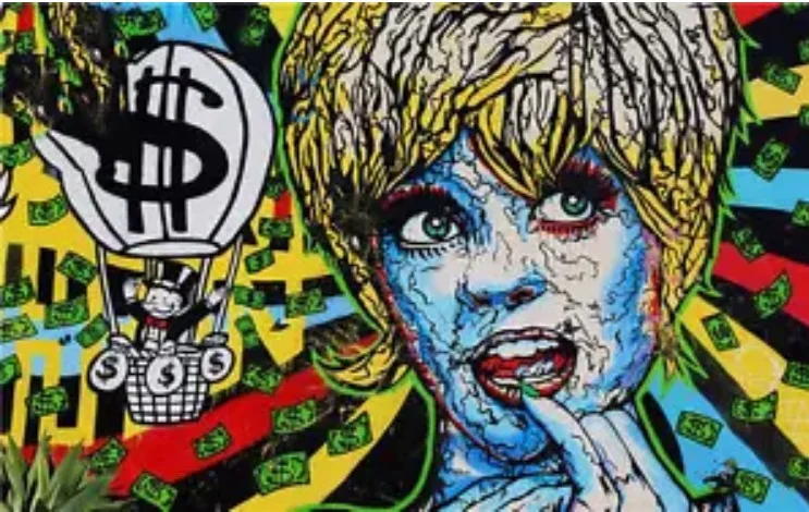 Поп-художник живопись Richie Rich граффити деньги Art народного искусства плакатов ручная роспись без рамки x-147
