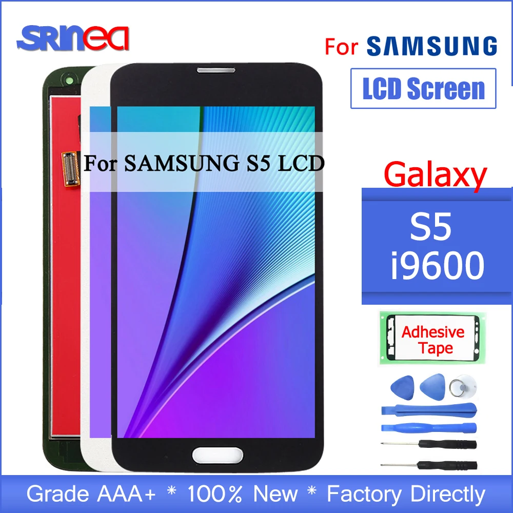 

LCD Display For Samsung S5 G900F G900 I9600 G900A LCD Display Screen And Touch Screen Digitizer Assembly With Adhesive Tools