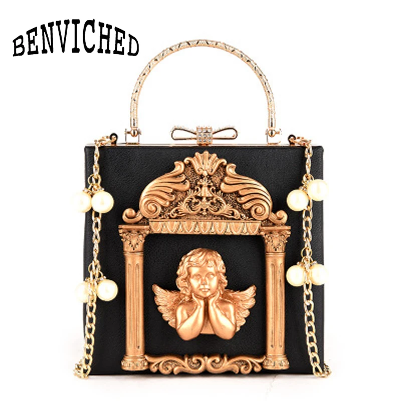 

BENVICHED Women bag new 2019 fashion chain type single shoulder bag multi angle Angel badge slanting small bag c003