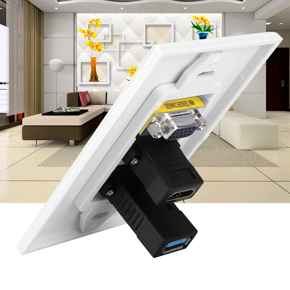 Разъем US зарядное устройство с 3 usb-портами для VGA HDMI USB3.0 розетка панель для крепления на стену адаптер розетки